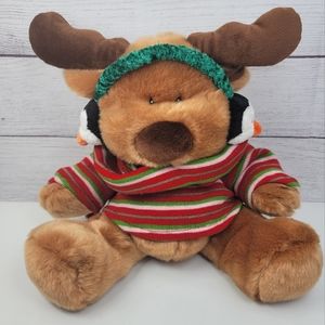 Caltoy Christmas Holiday Moose Plush Stuffed Toy Animal Wearing Ear Muffs